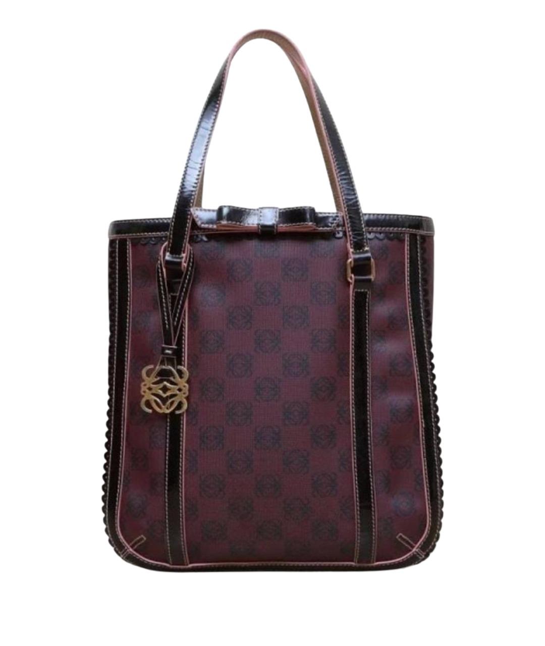 LOEWE Бордовая кожаная сумка с короткими ручками, фото 1