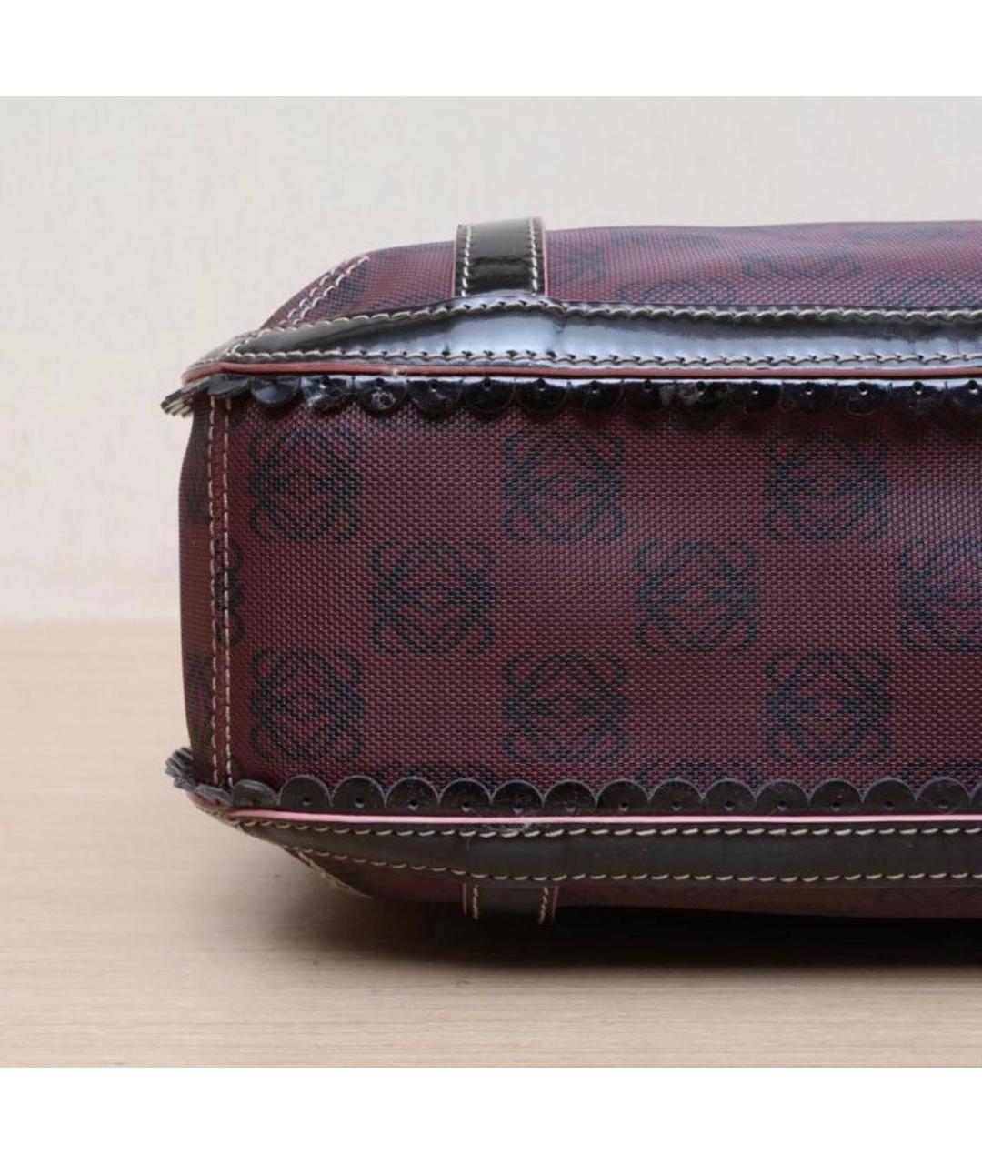 LOEWE Бордовая кожаная сумка с короткими ручками, фото 6