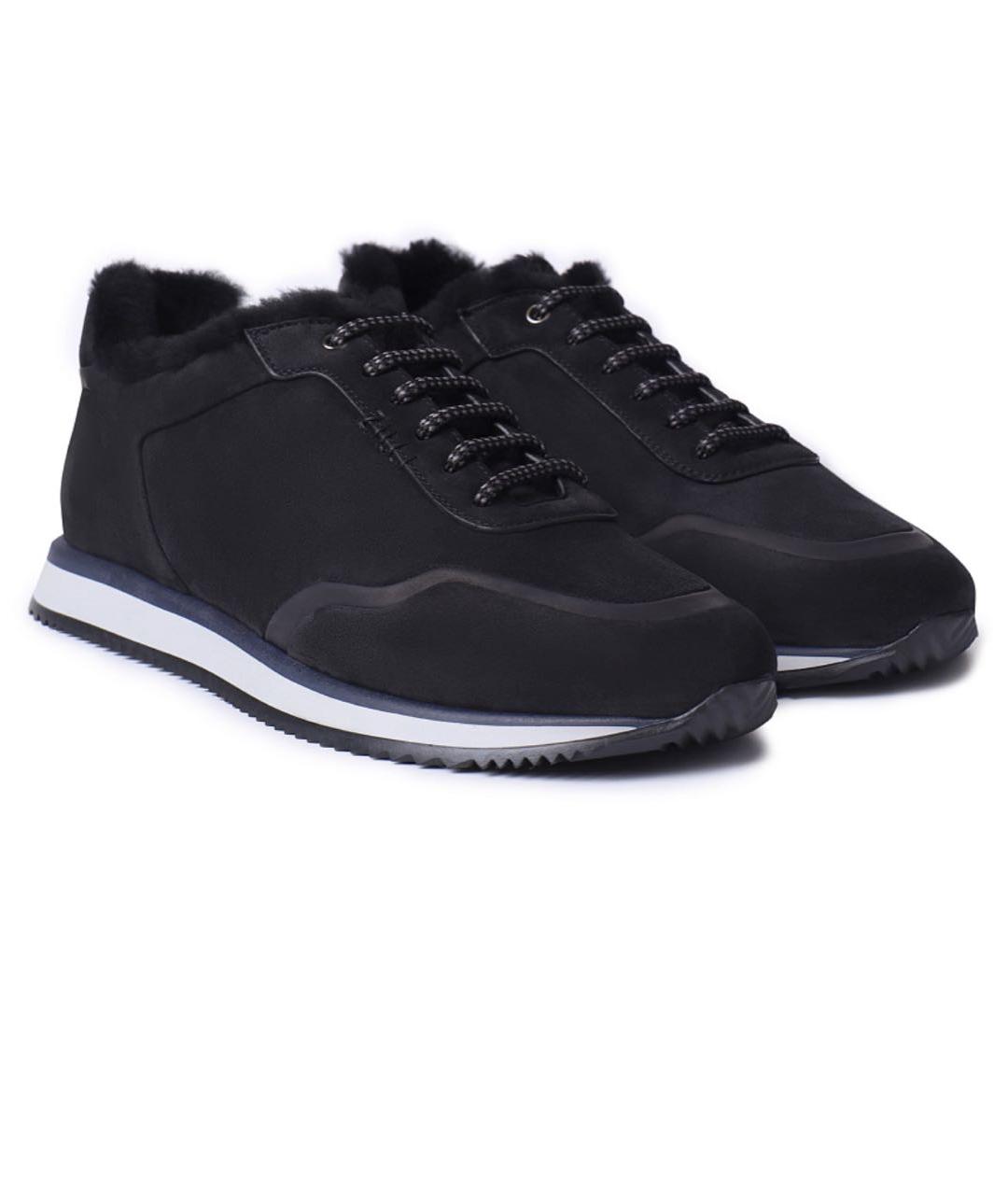 ZILLI Черные замшевые низкие кроссовки / кеды, фото 2