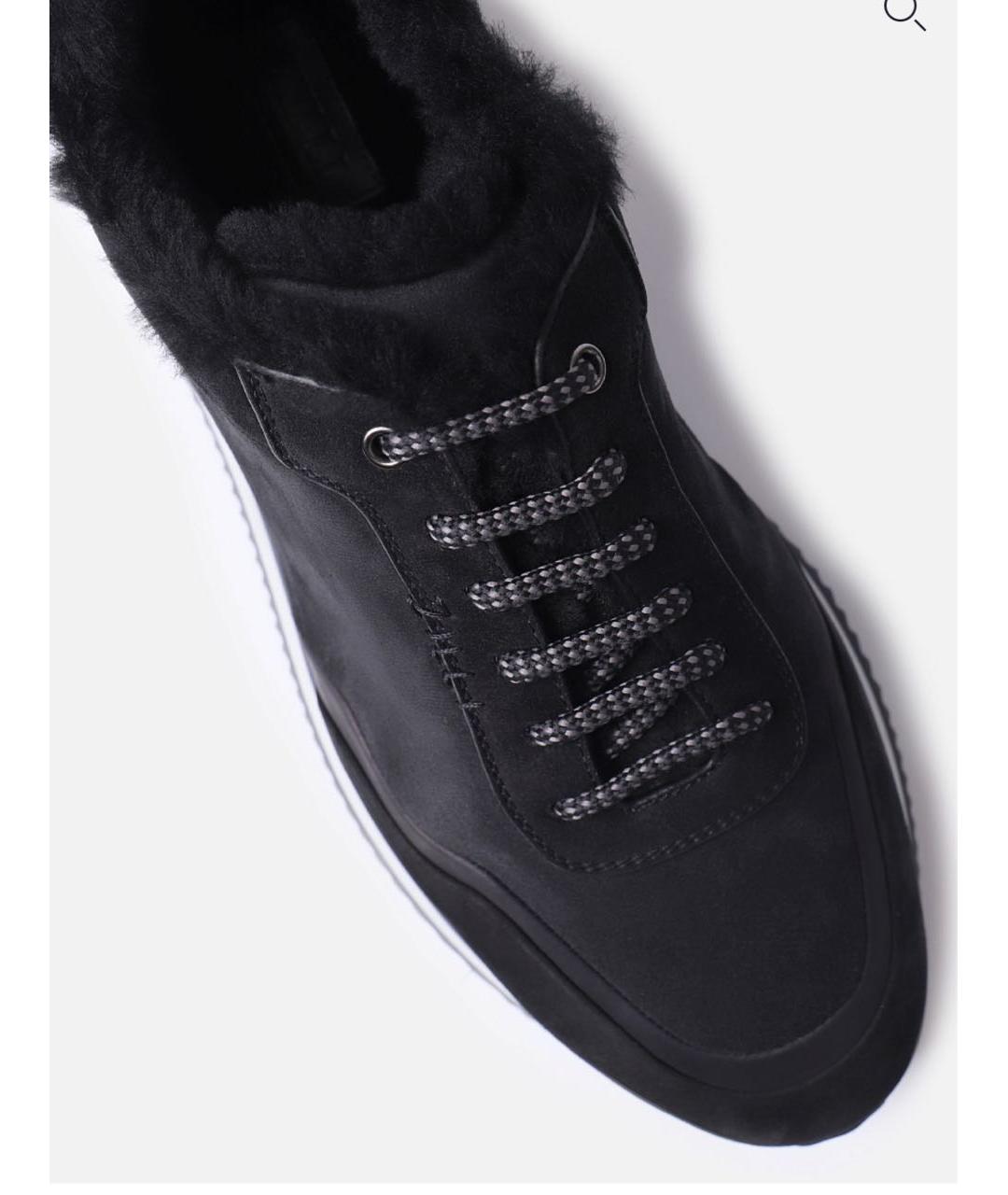 ZILLI Черные замшевые низкие кроссовки / кеды, фото 6