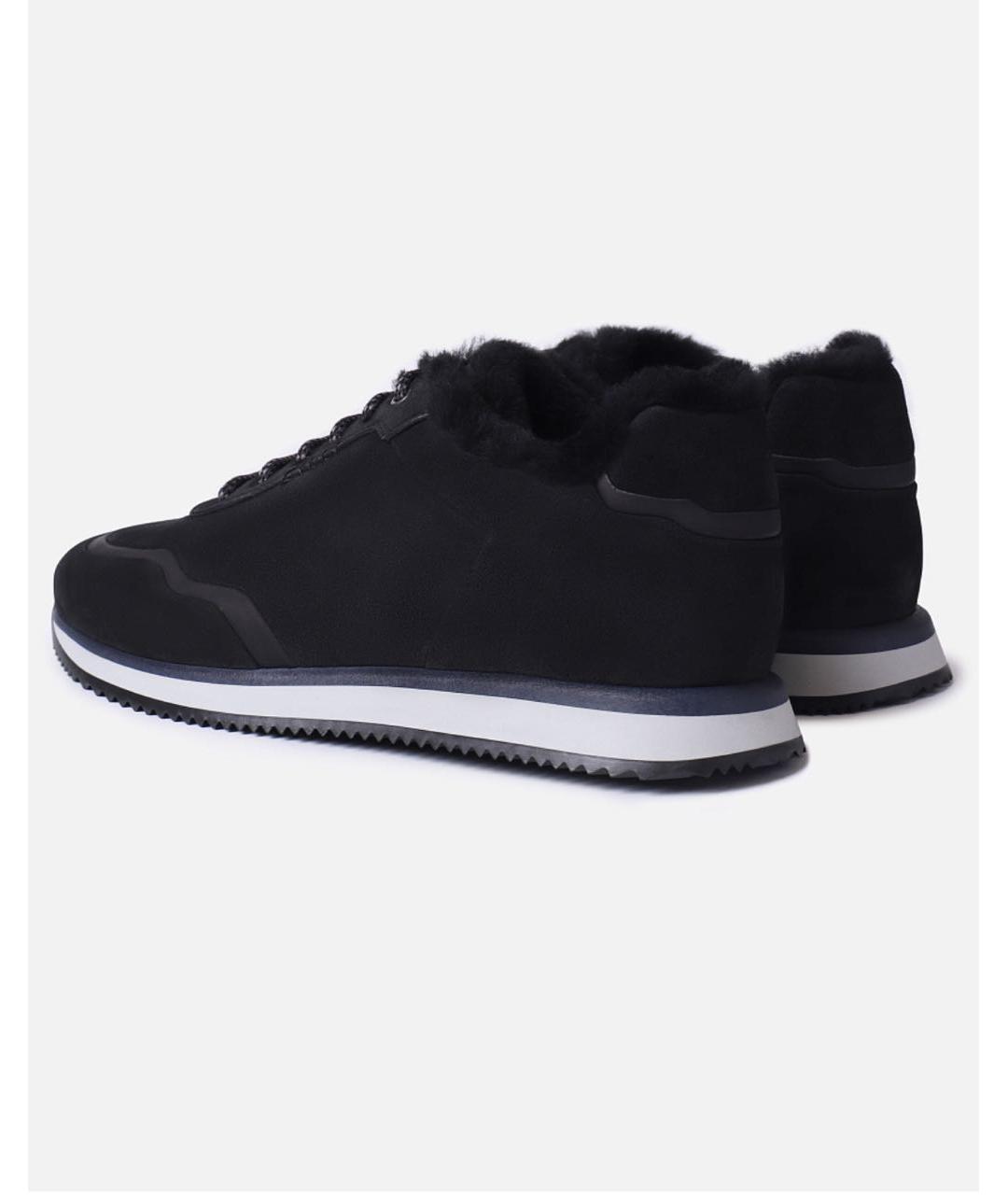 ZILLI Черные замшевые низкие кроссовки / кеды, фото 4