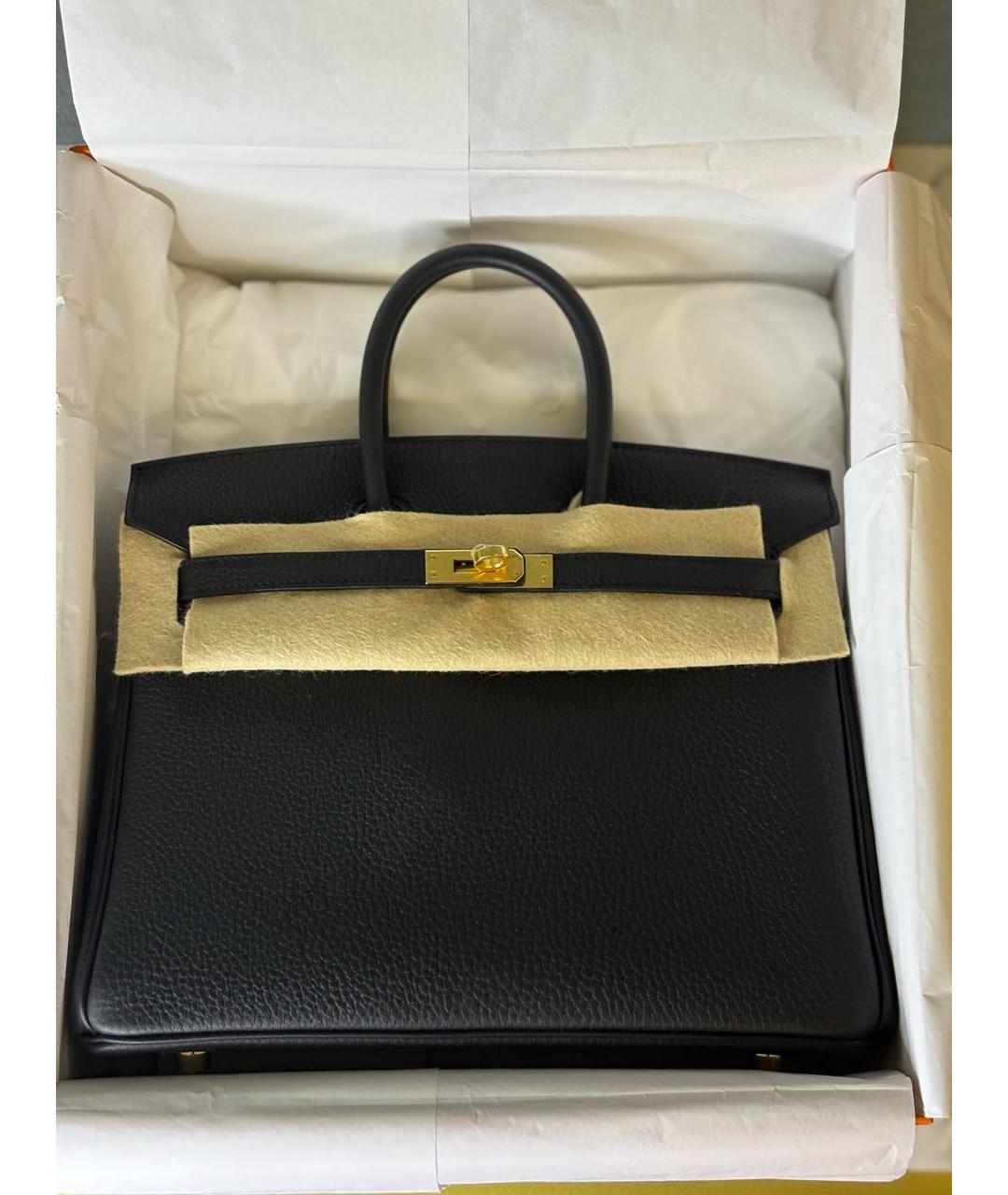 HERMES Черная кожаная сумка с короткими ручками, фото 5