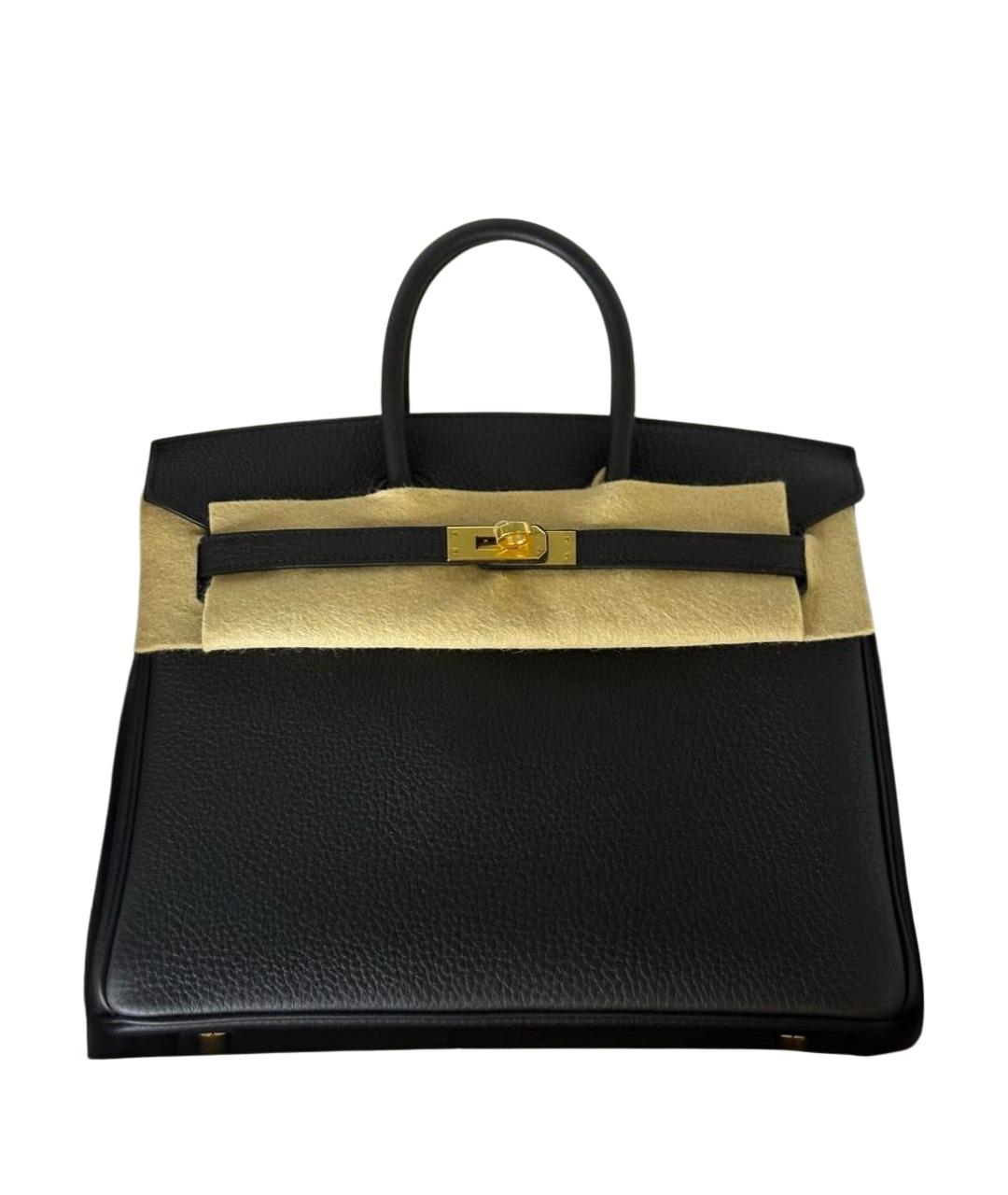 HERMES Черная кожаная сумка с короткими ручками, фото 1