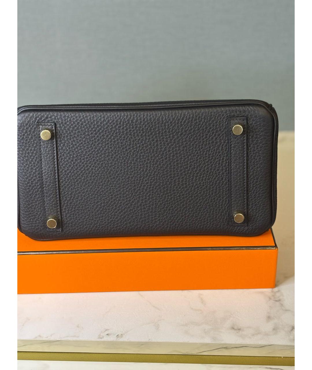 HERMES Черная кожаная сумка с короткими ручками, фото 4