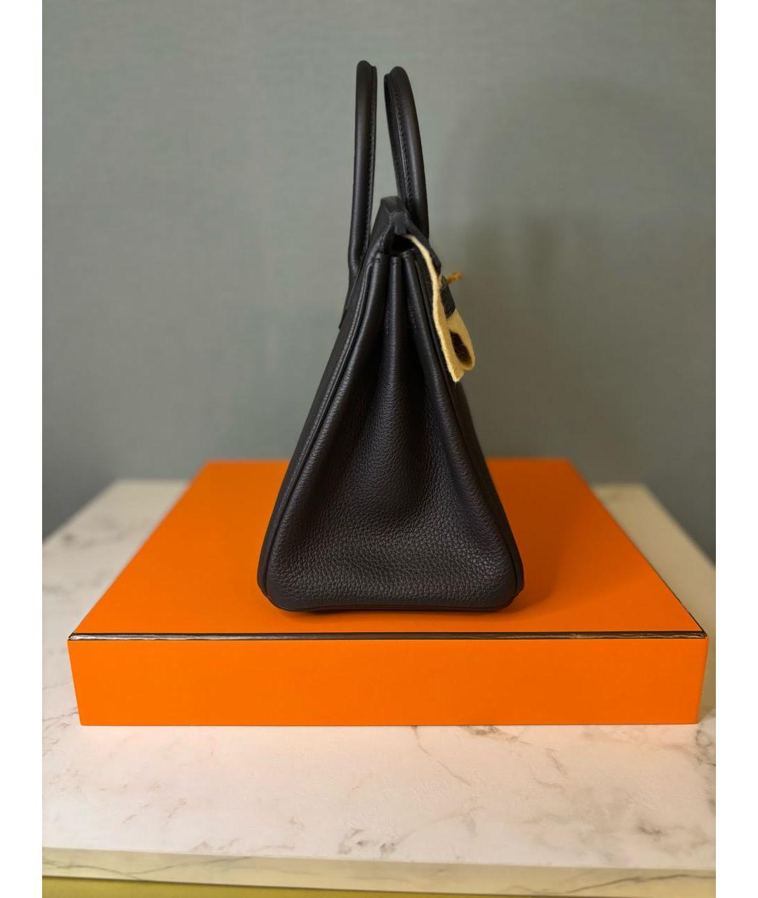 HERMES Черная кожаная сумка с короткими ручками, фото 3
