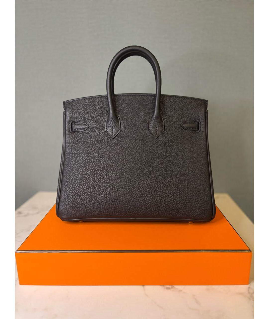 HERMES Черная кожаная сумка с короткими ручками, фото 2