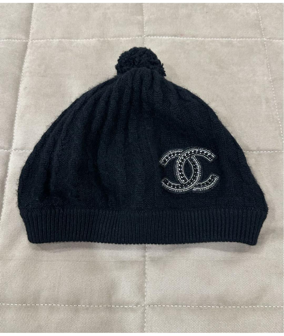 CHANEL Черная кашемировая шапка, фото 9