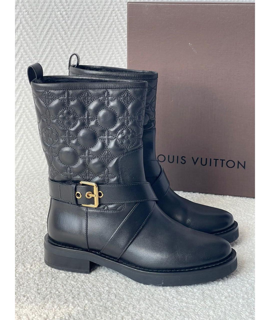 LOUIS VUITTON Черные кожаные ботинки, фото 2