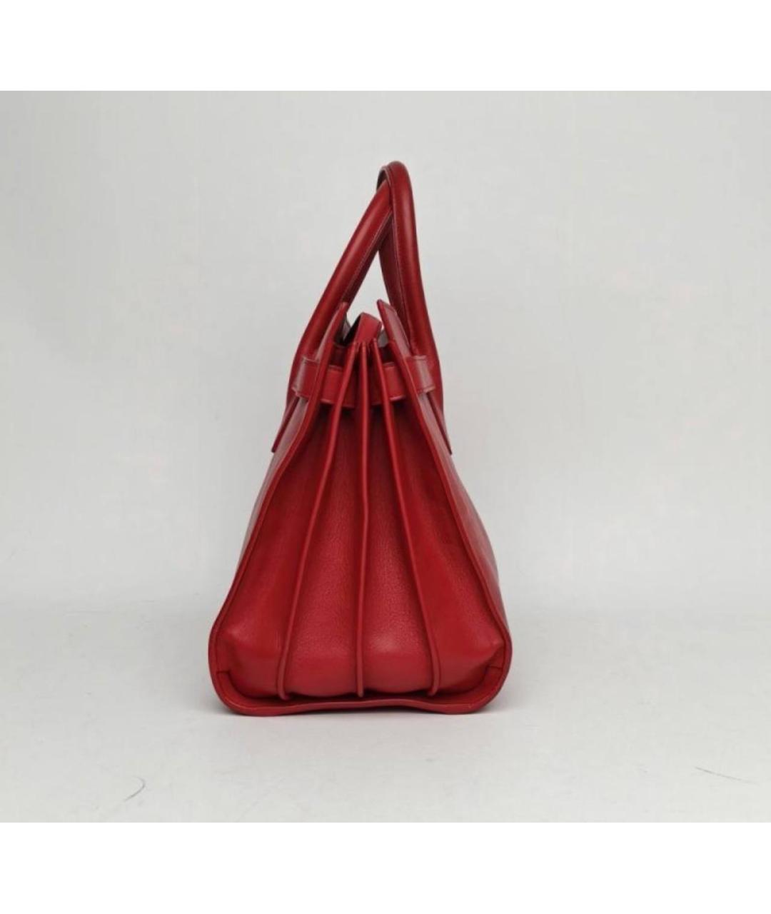 SAINT LAURENT Красная кожаная сумка с короткими ручками, фото 4