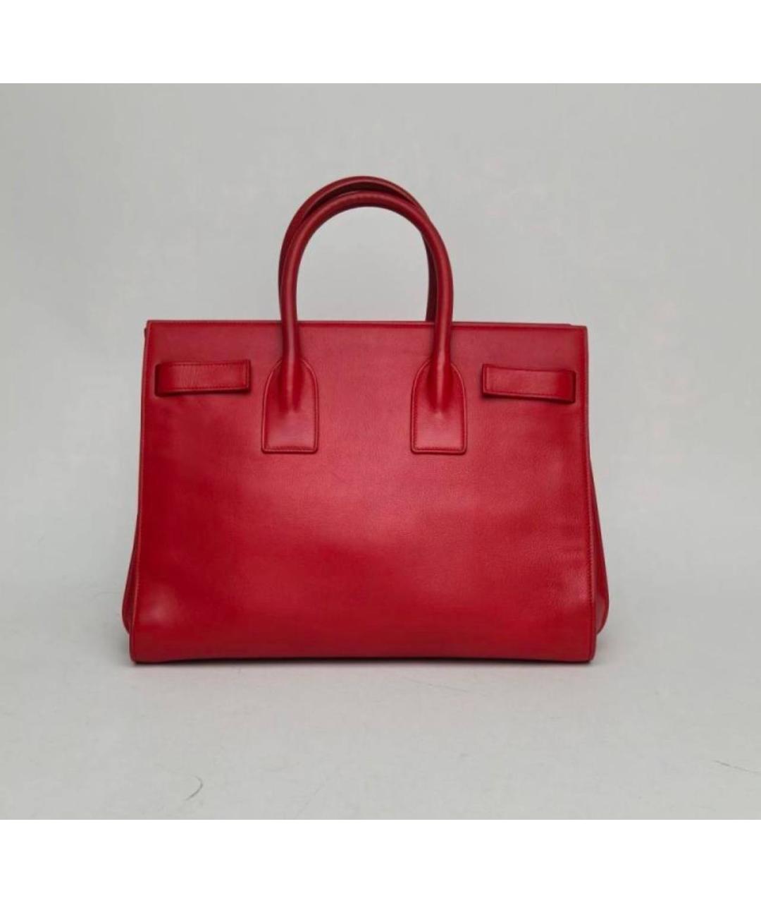 SAINT LAURENT Красная кожаная сумка с короткими ручками, фото 2