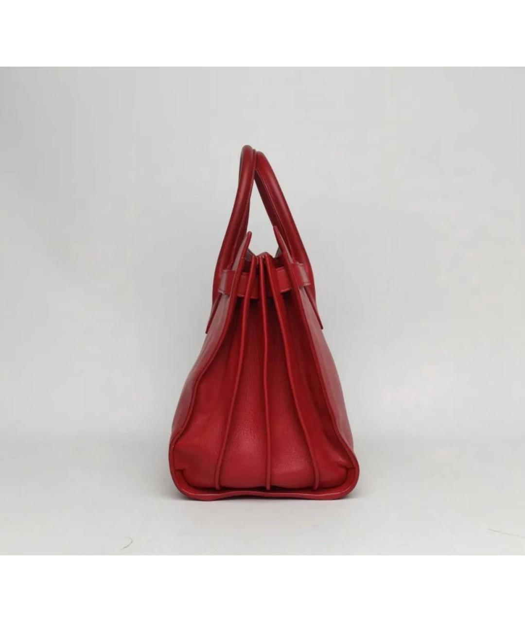 SAINT LAURENT Красная кожаная сумка с короткими ручками, фото 3