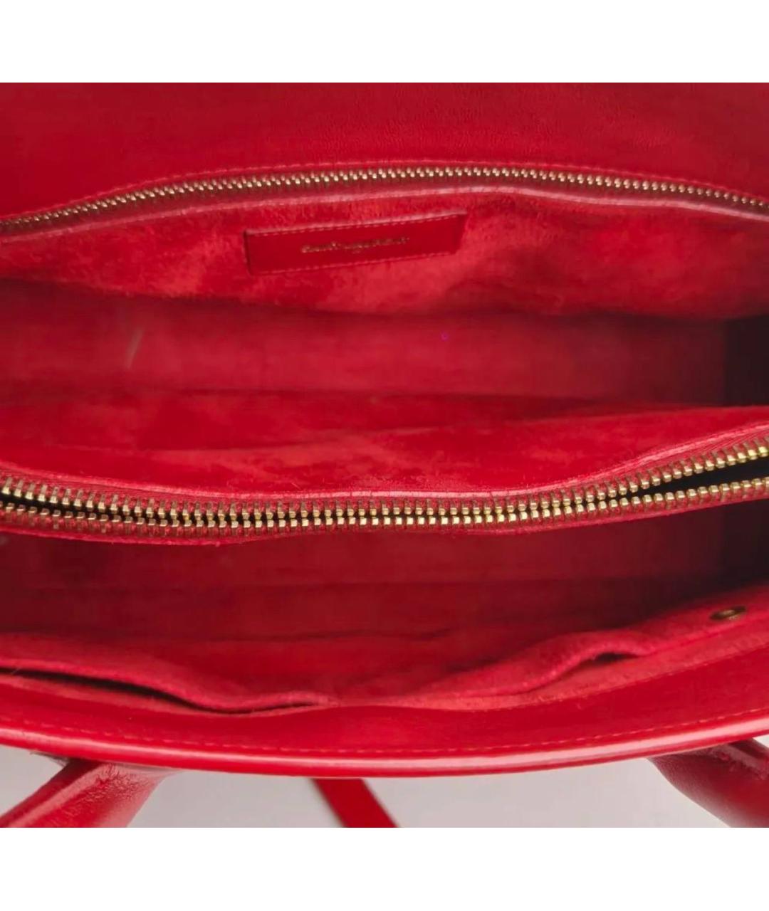 SAINT LAURENT Красная кожаная сумка с короткими ручками, фото 5