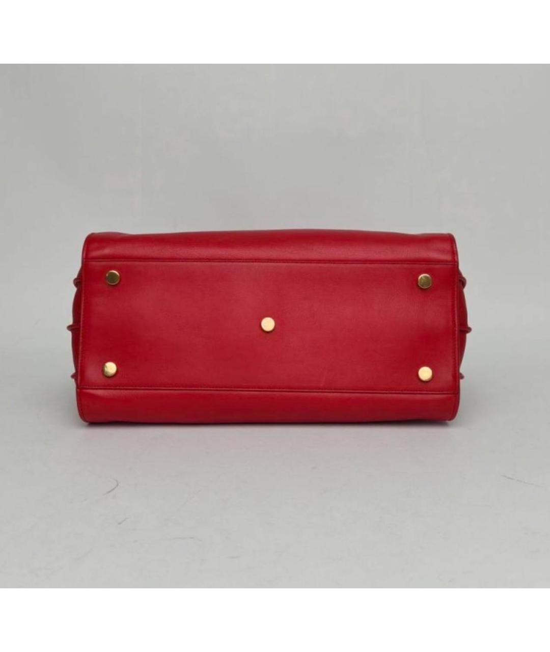 SAINT LAURENT Красная кожаная сумка с короткими ручками, фото 6