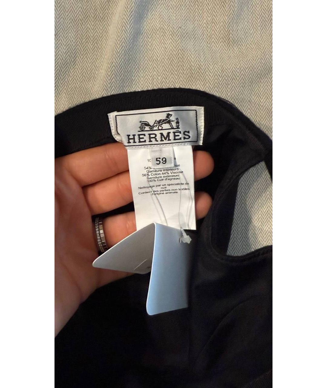 HERMES Черная кашемировая кепка/бейсболка, фото 3