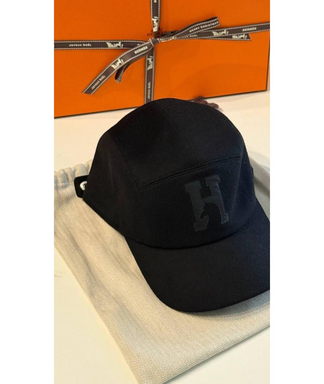 HERMES Черная кашемировая кепка/бейсболка, фото 5