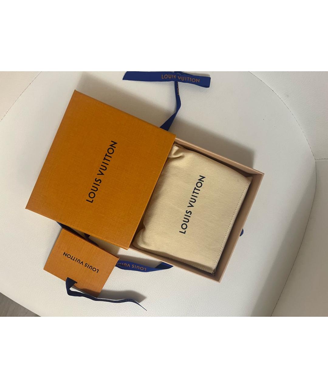 LOUIS VUITTON Серый кожаный кошелек, фото 4