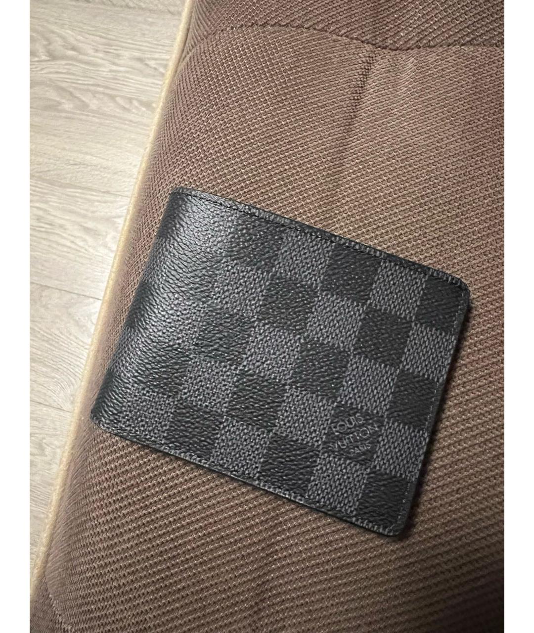 LOUIS VUITTON Серый кожаный кошелек, фото 5