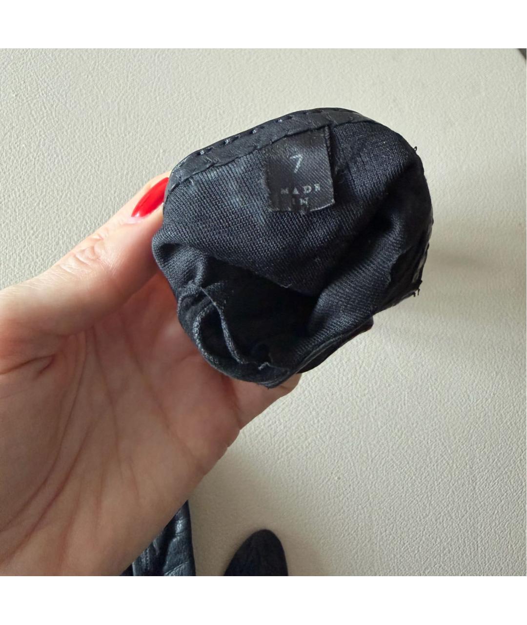 PRADA Черные кожаные перчатки, фото 5