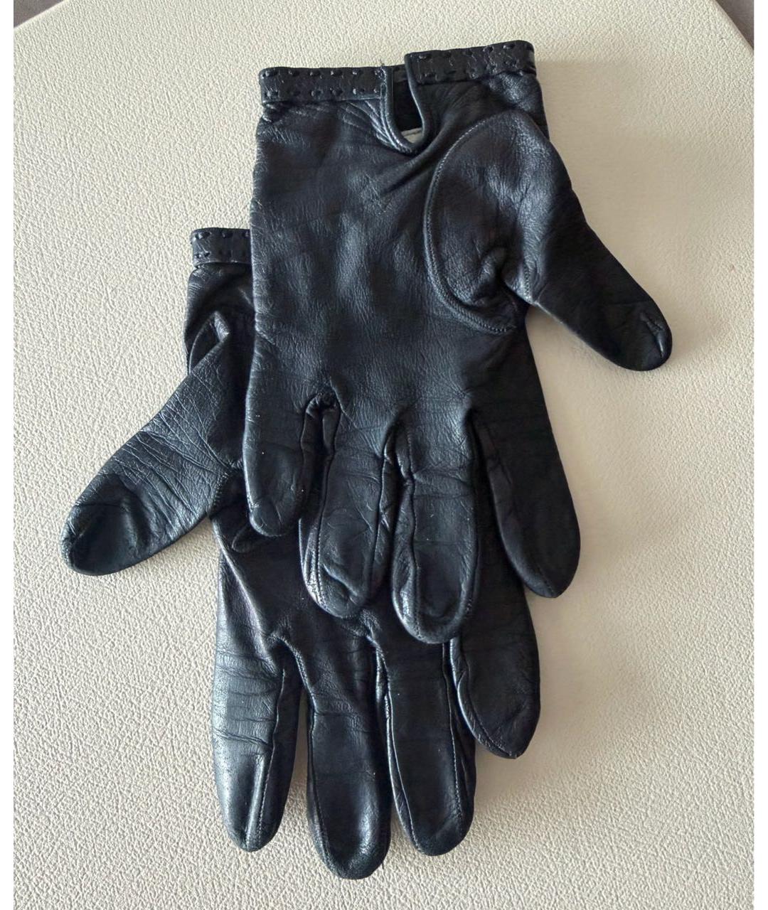 PRADA Черные кожаные перчатки, фото 3