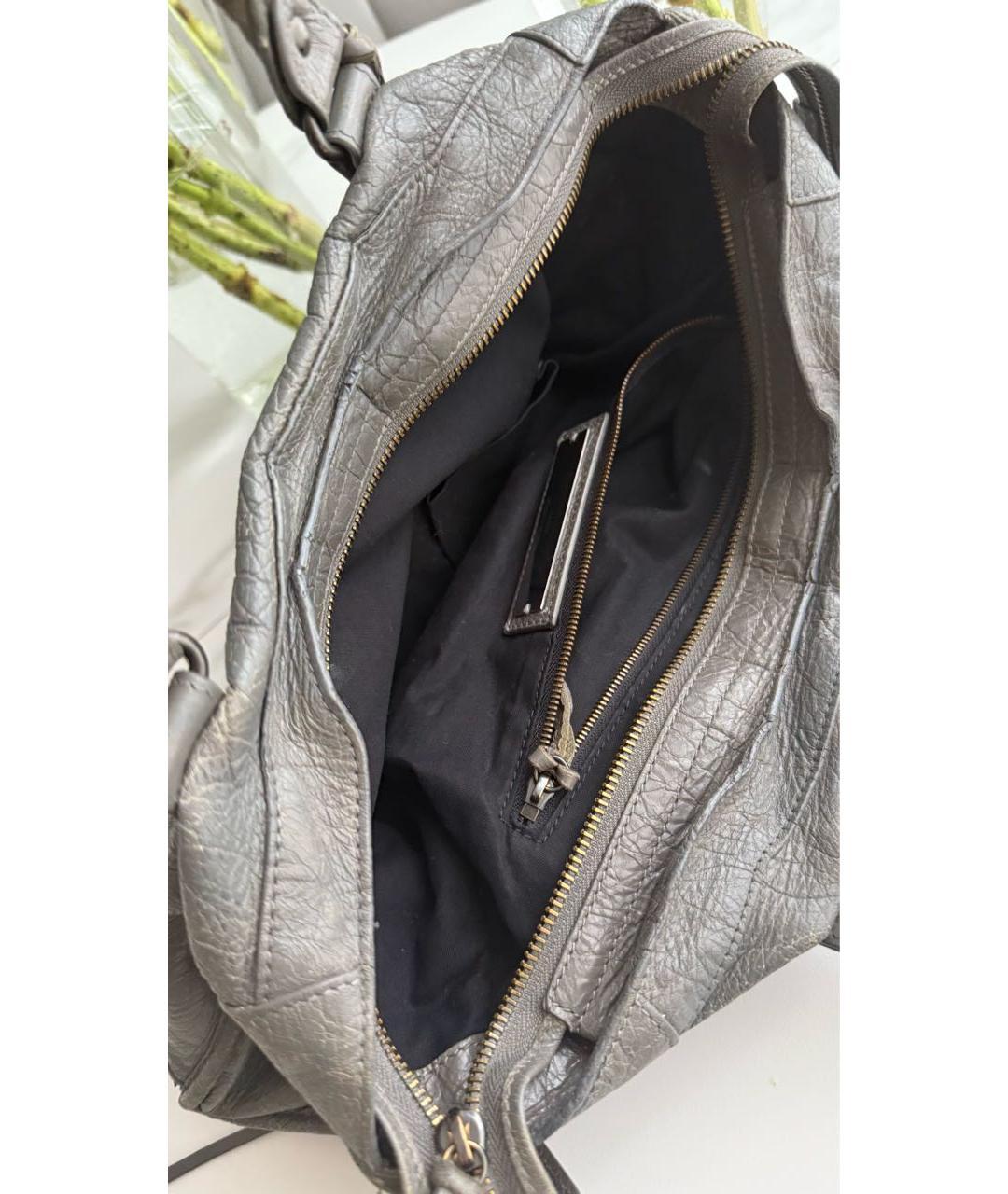 BALENCIAGA Серая кожаная сумка с короткими ручками, фото 4