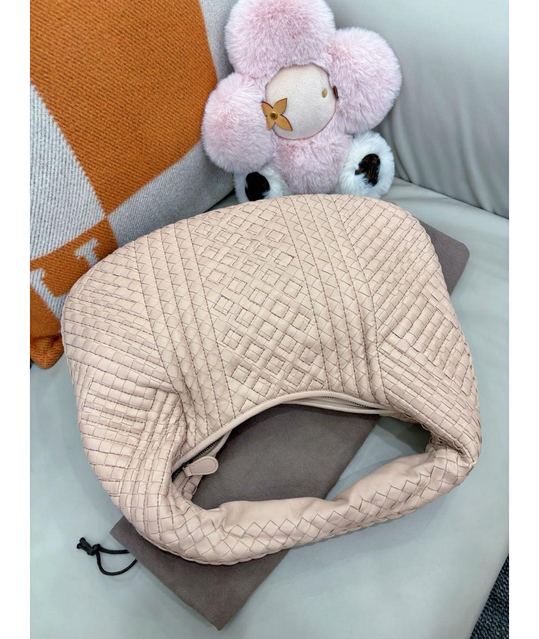 BOTTEGA VENETA Розовая кожаная сумка с короткими ручками, фото 9