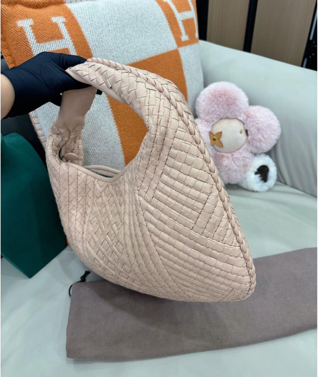 BOTTEGA VENETA Розовая кожаная сумка с короткими ручками, фото 4