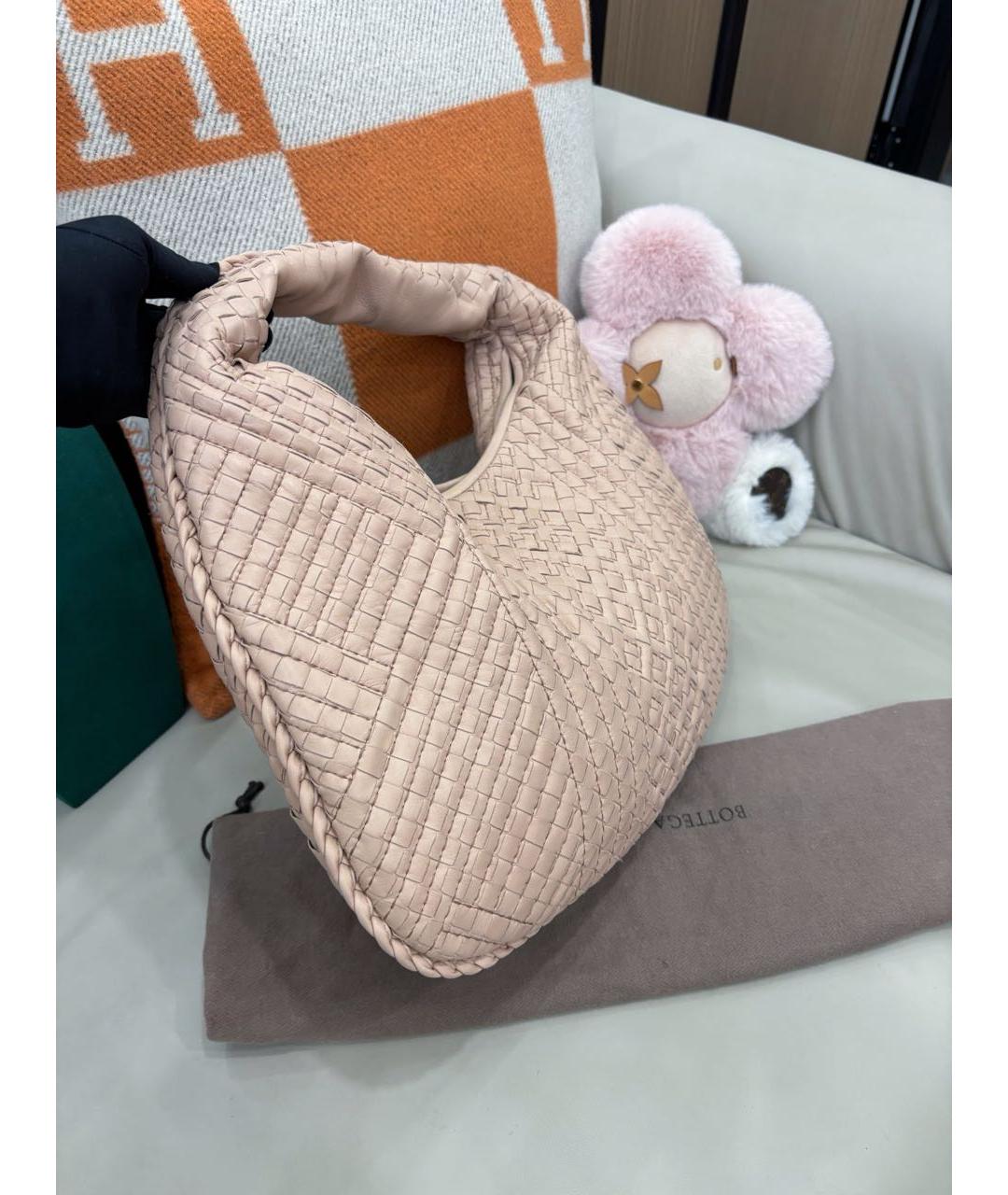 BOTTEGA VENETA Розовая кожаная сумка с короткими ручками, фото 3