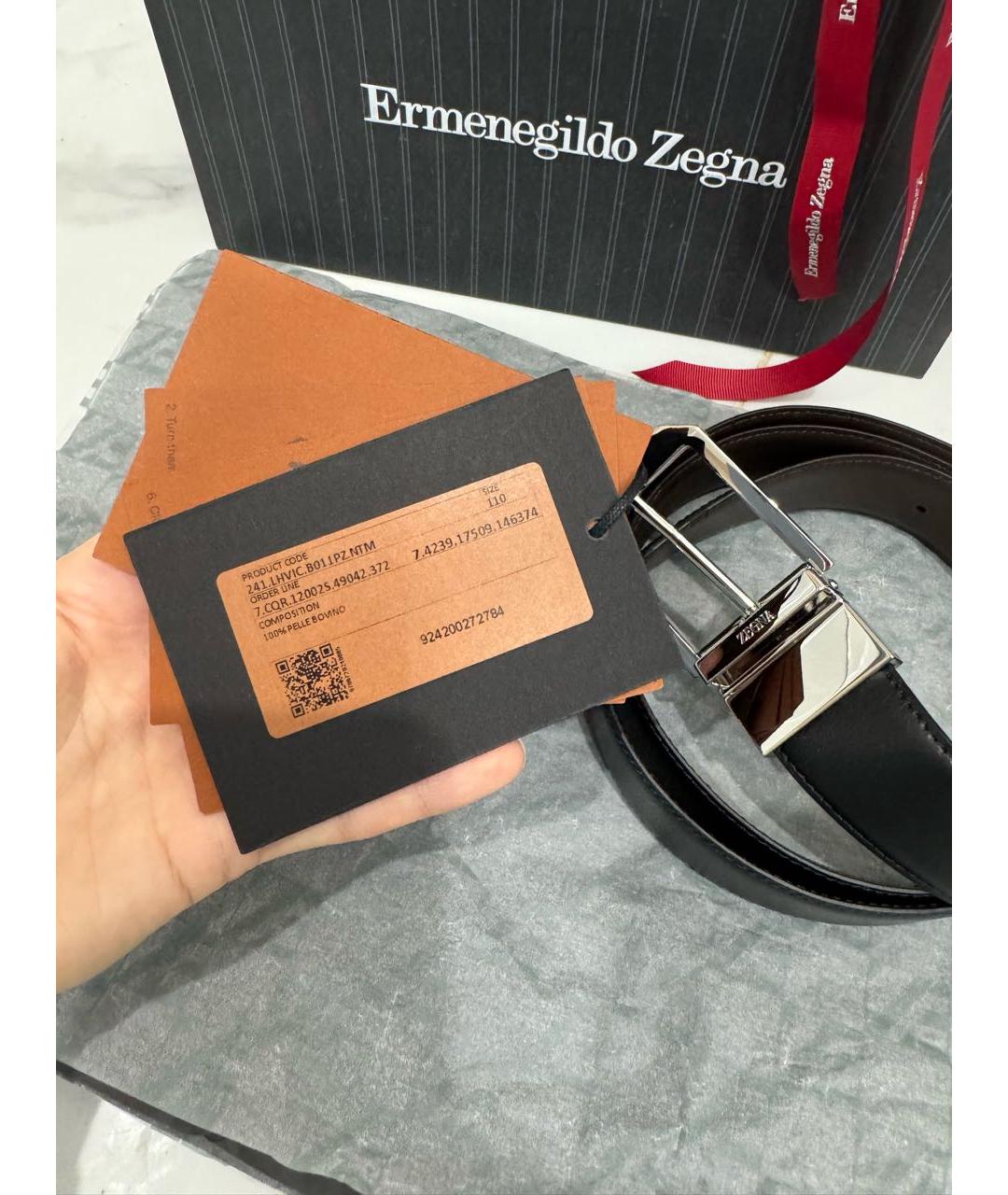 ZZEGNA Черный кожаный ремень, фото 6