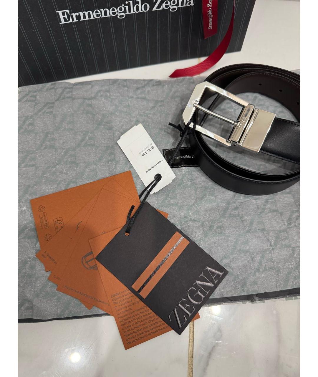 ZZEGNA Черный кожаный ремень, фото 5