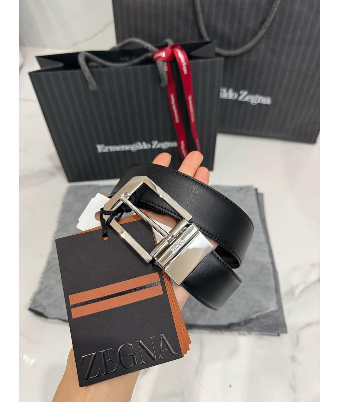 ZZEGNA Черный кожаный ремень, фото 3