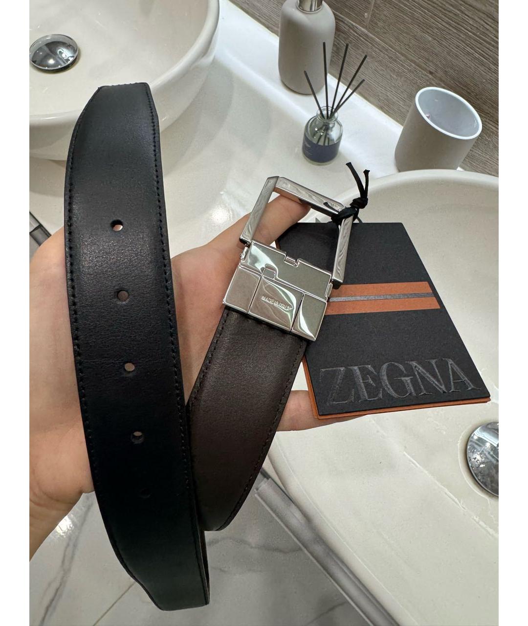 ZZEGNA Черный кожаный ремень, фото 4