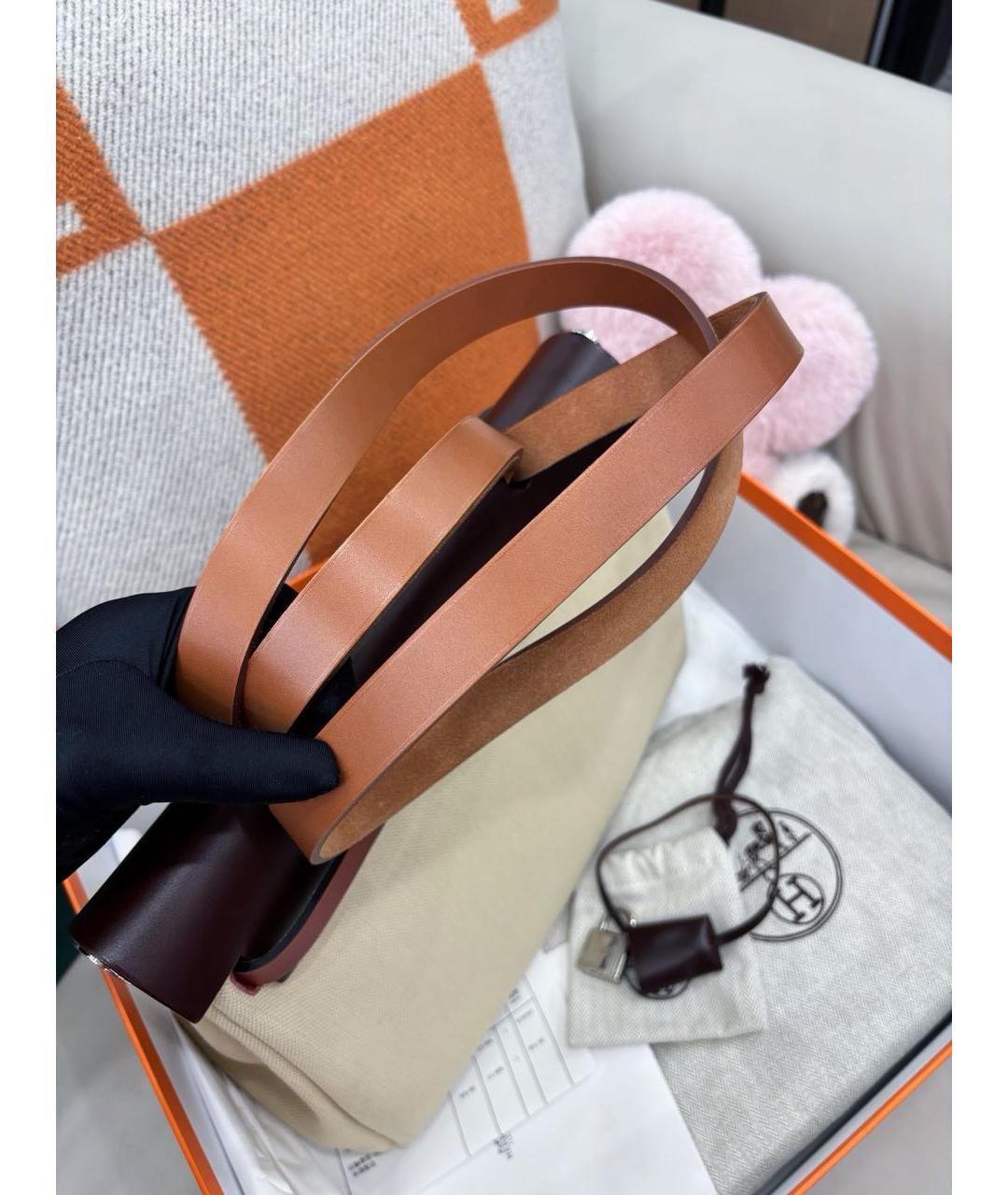 HERMES Бежевая сумка с короткими ручками, фото 5