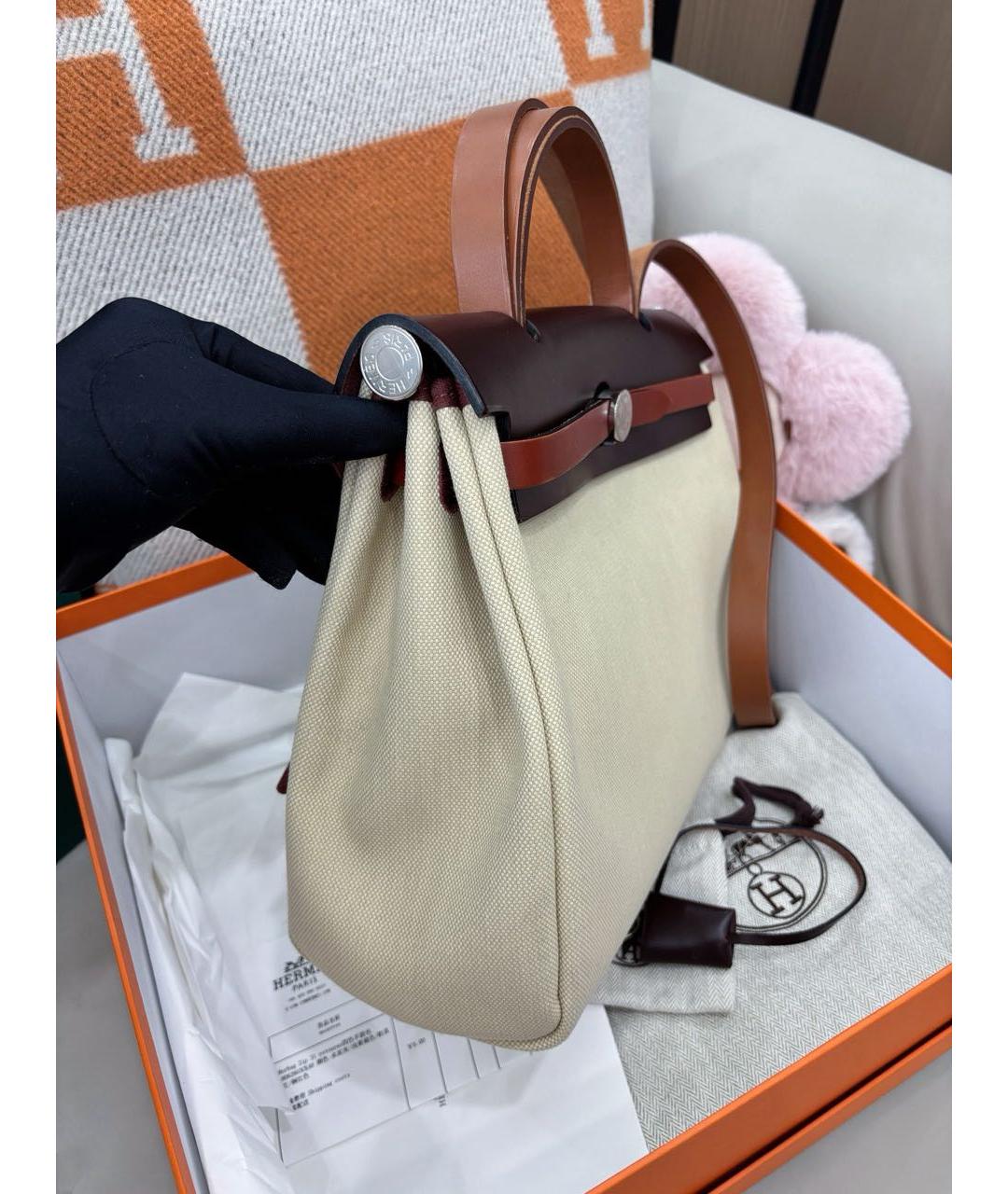 HERMES Бежевая сумка с короткими ручками, фото 3