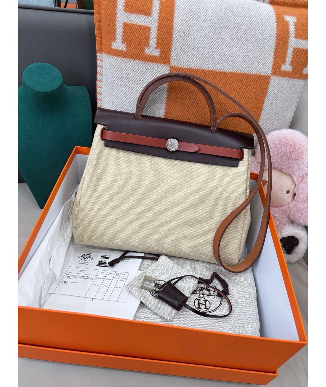 HERMES Бежевая сумка с короткими ручками, фото 9