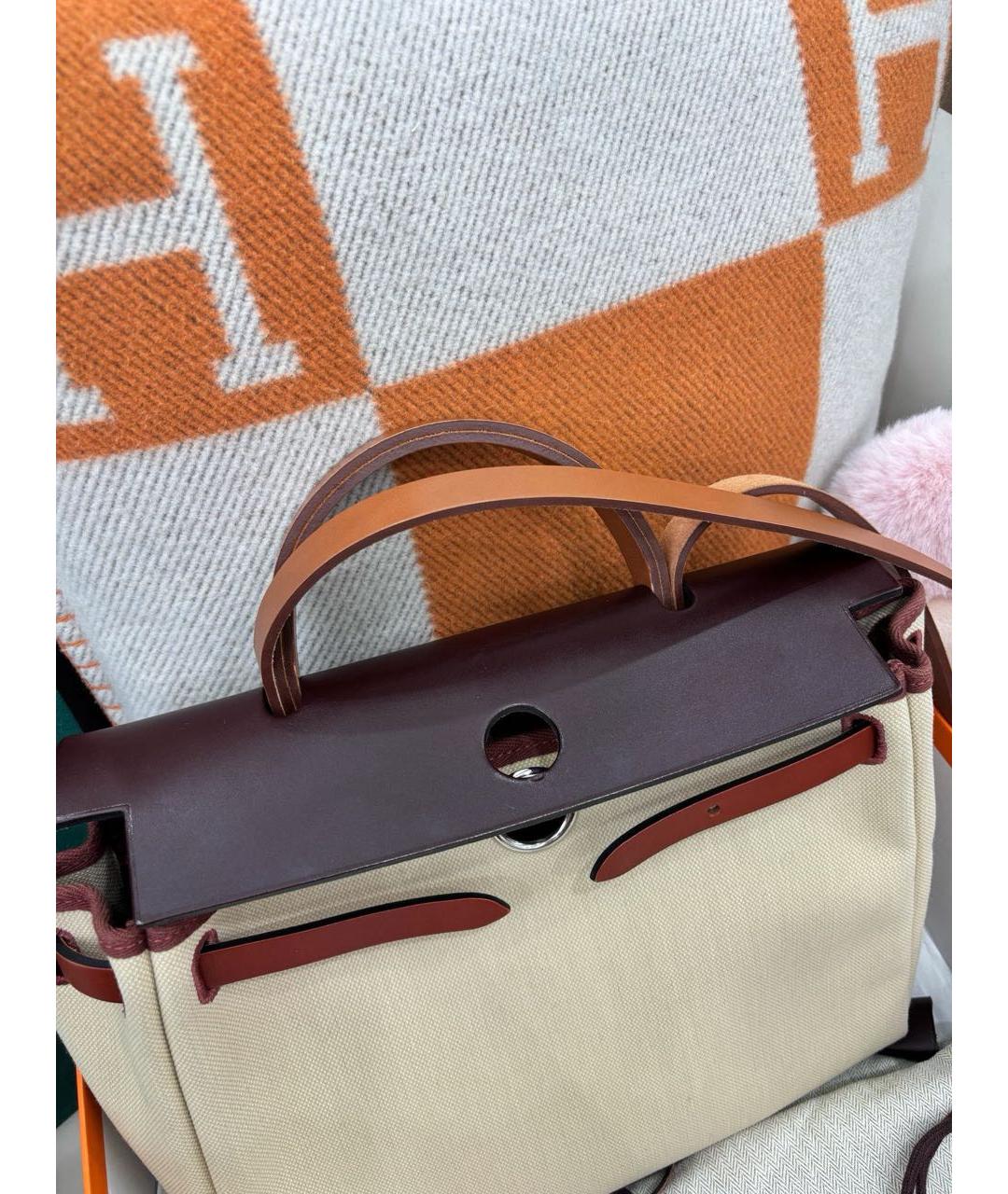 HERMES Бежевая сумка с короткими ручками, фото 7