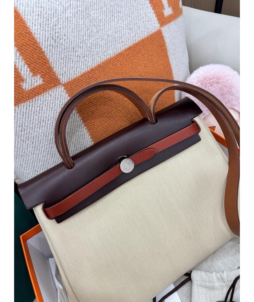 HERMES Бежевая сумка с короткими ручками, фото 2