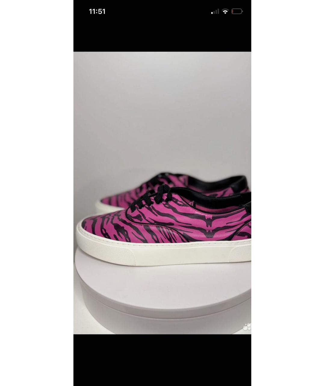 SAINT LAURENT Розовые кожаные низкие кроссовки / кеды, фото 2