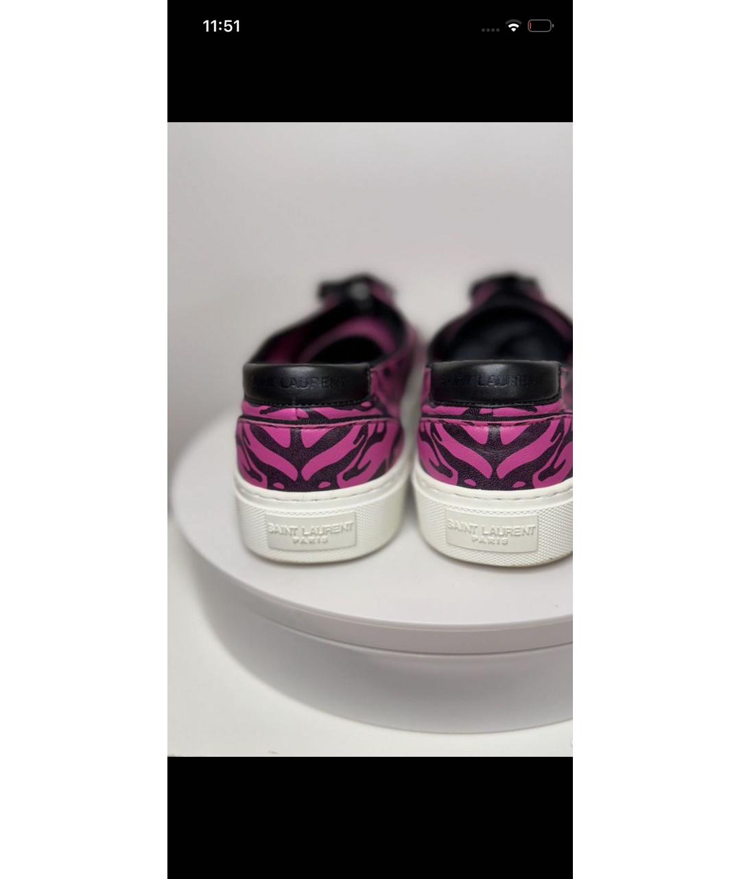 SAINT LAURENT Розовые кожаные низкие кроссовки / кеды, фото 5