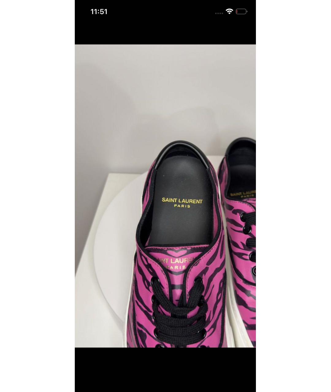SAINT LAURENT Розовые кожаные низкие кроссовки / кеды, фото 4
