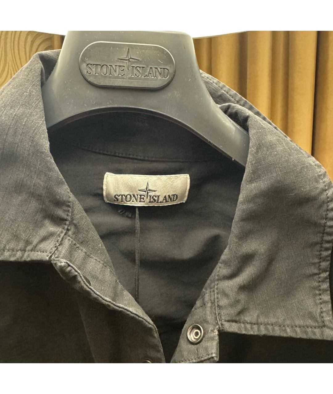 STONE ISLAND Черная хлопковая кэжуал рубашка, фото 5