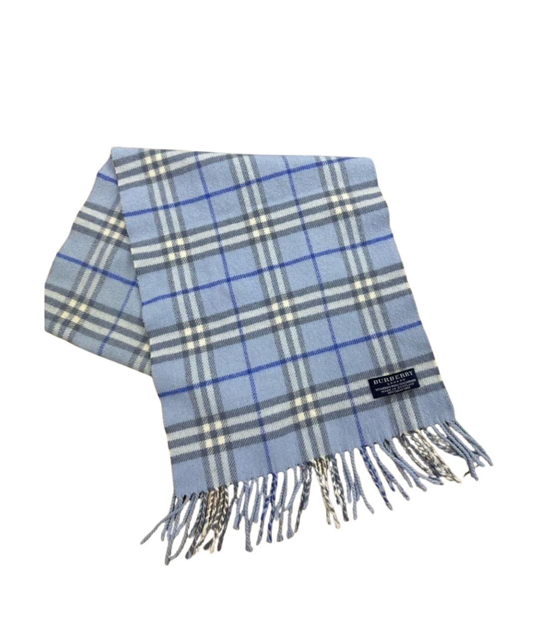 BURBERRY Голубой шерстяной шарф, фото 1