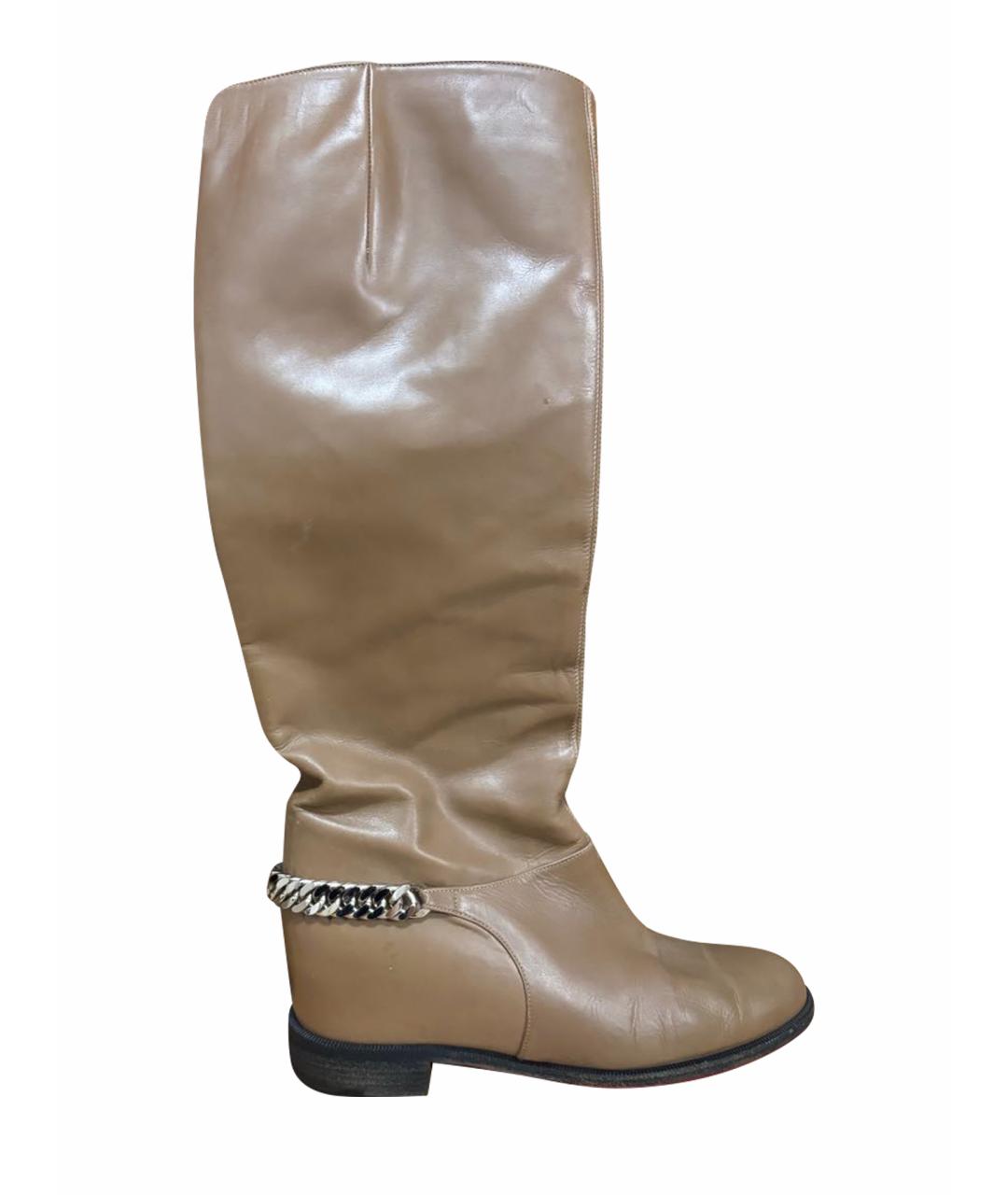 CHRISTIAN LOUBOUTIN Коричневые кожаные сапоги, фото 1