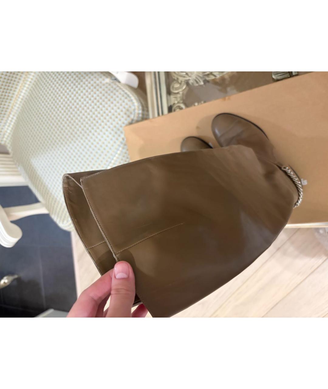 CHRISTIAN LOUBOUTIN Коричневые кожаные сапоги, фото 3