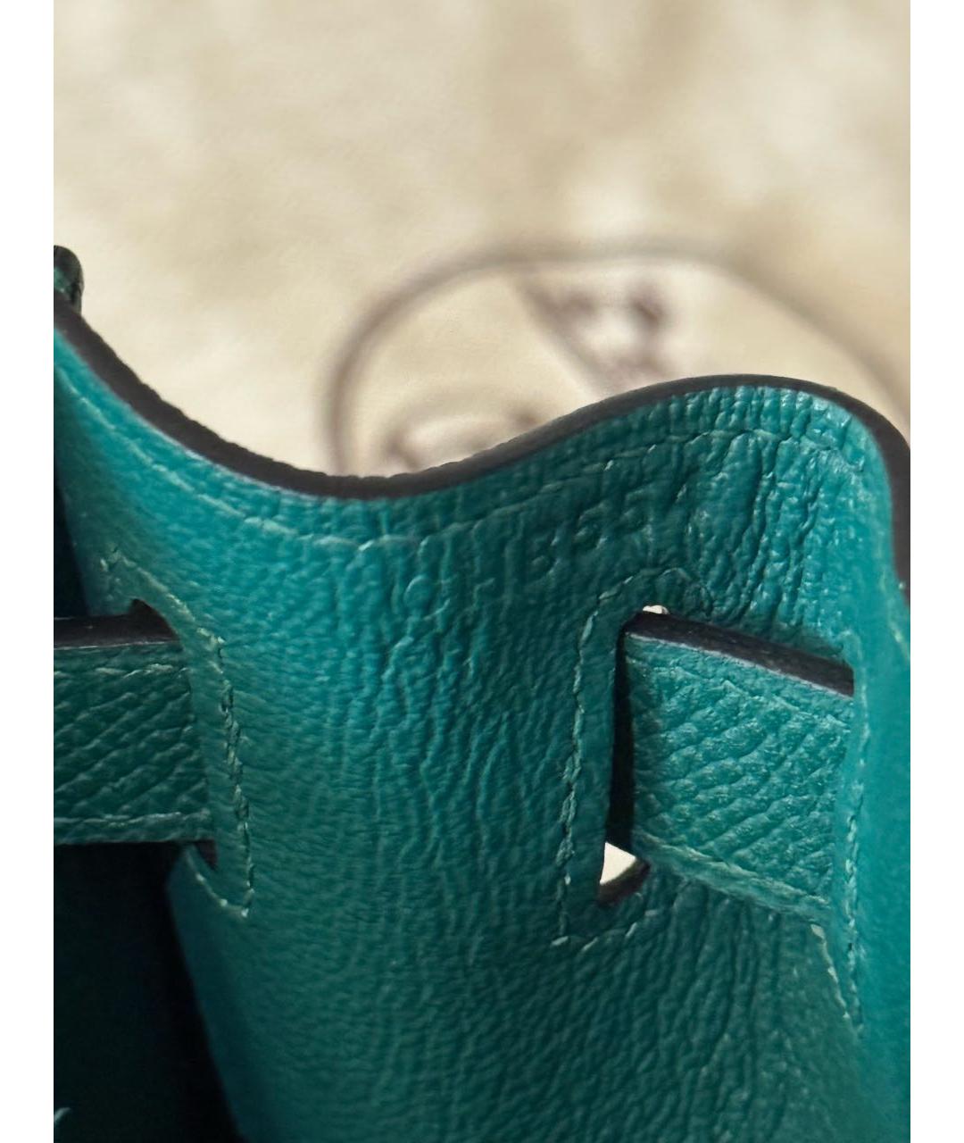HERMES Зеленая кожаная сумка с короткими ручками, фото 6