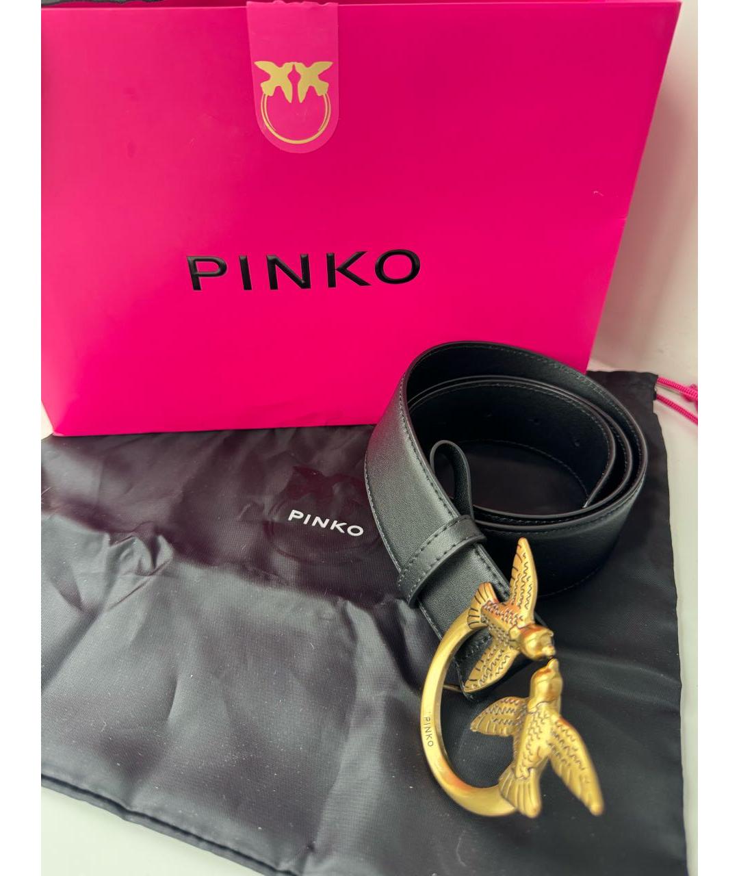 PINKO Черный кожаный ремень, фото 4