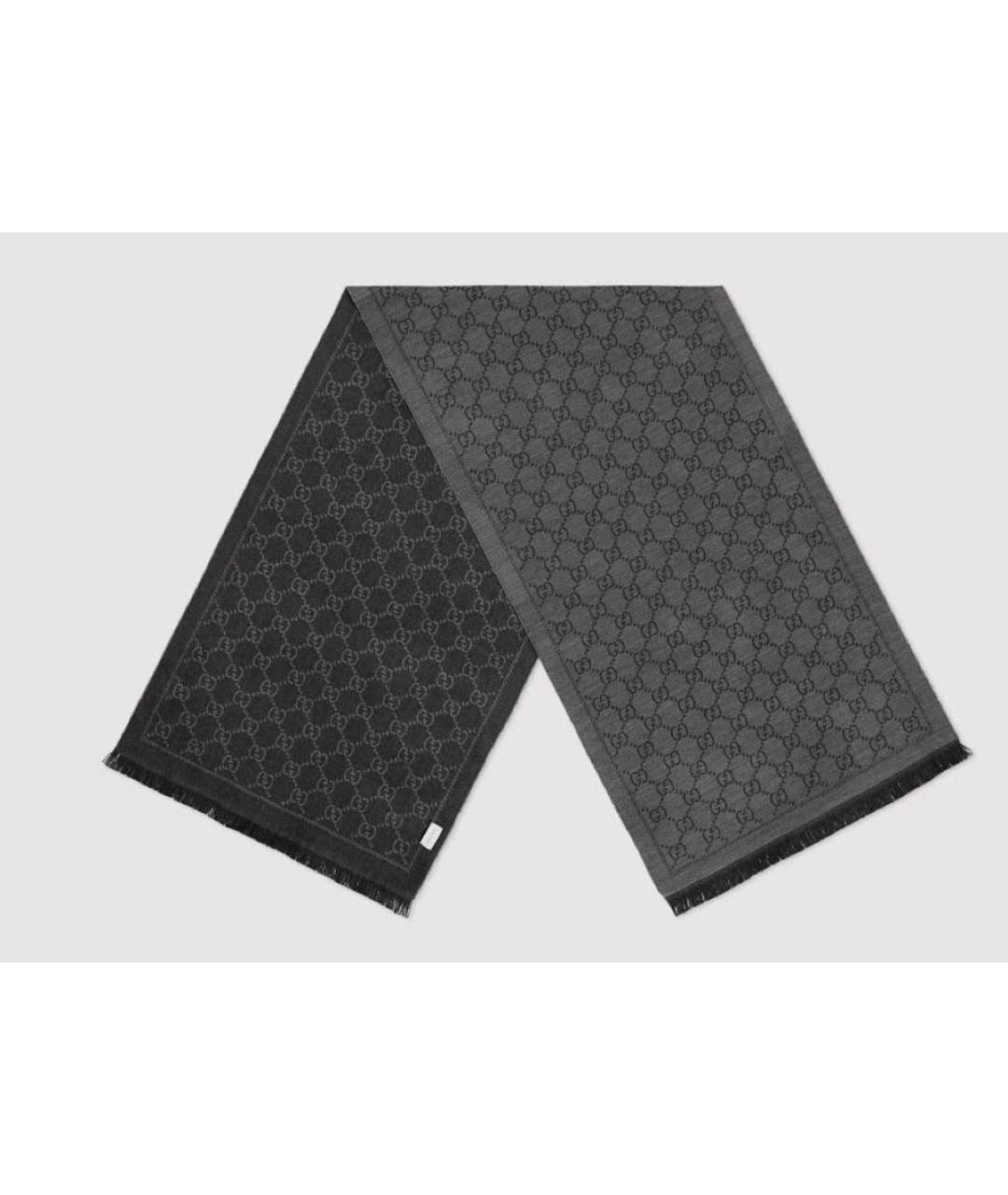 GUCCI Серый шерстяной шарф, фото 2