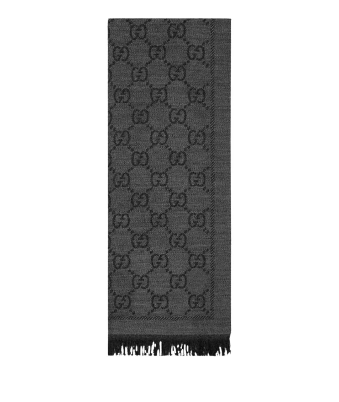 GUCCI Серый шерстяной шарф, фото 1