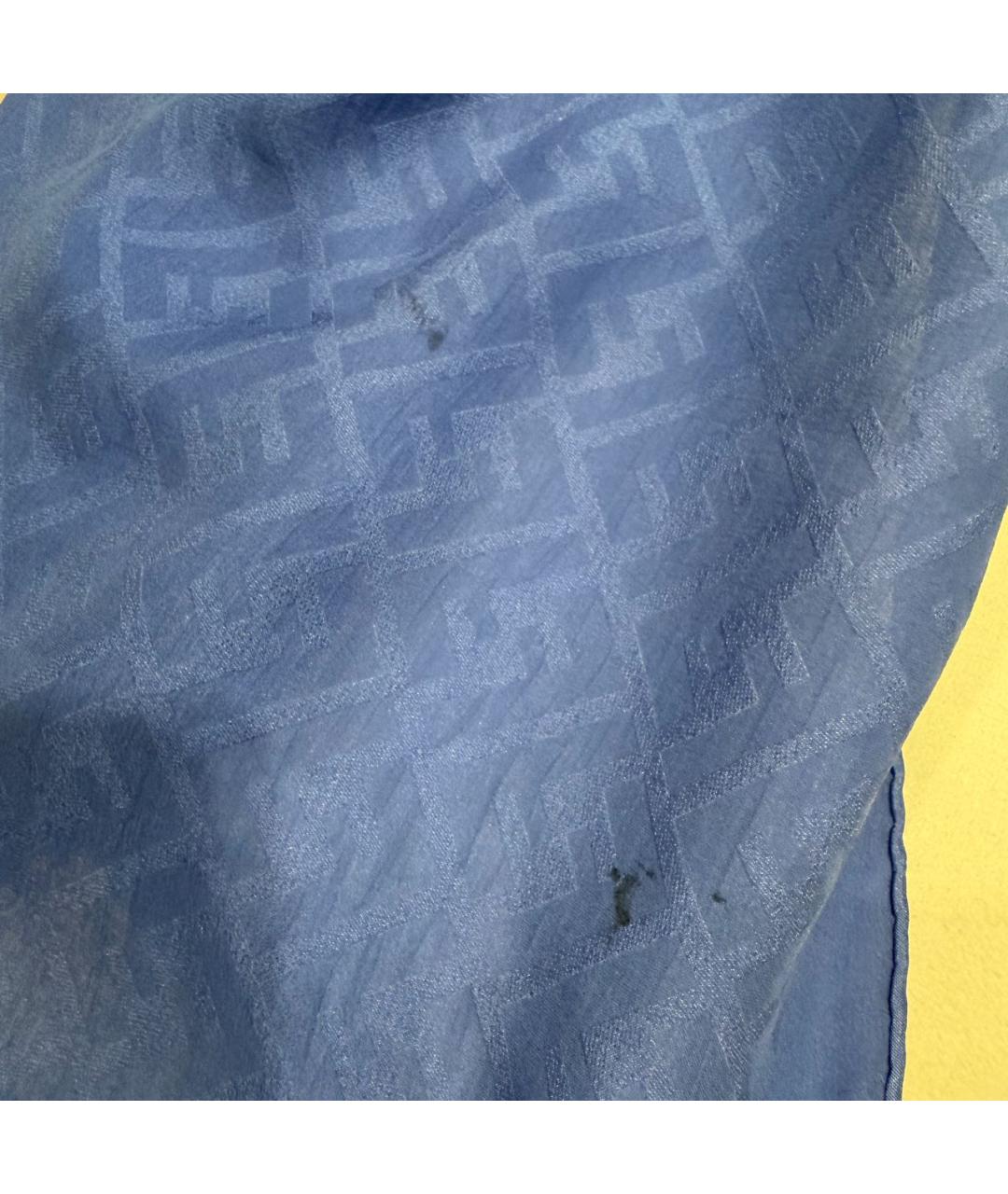 FENDI Темно-синий шерстяной шарф, фото 6