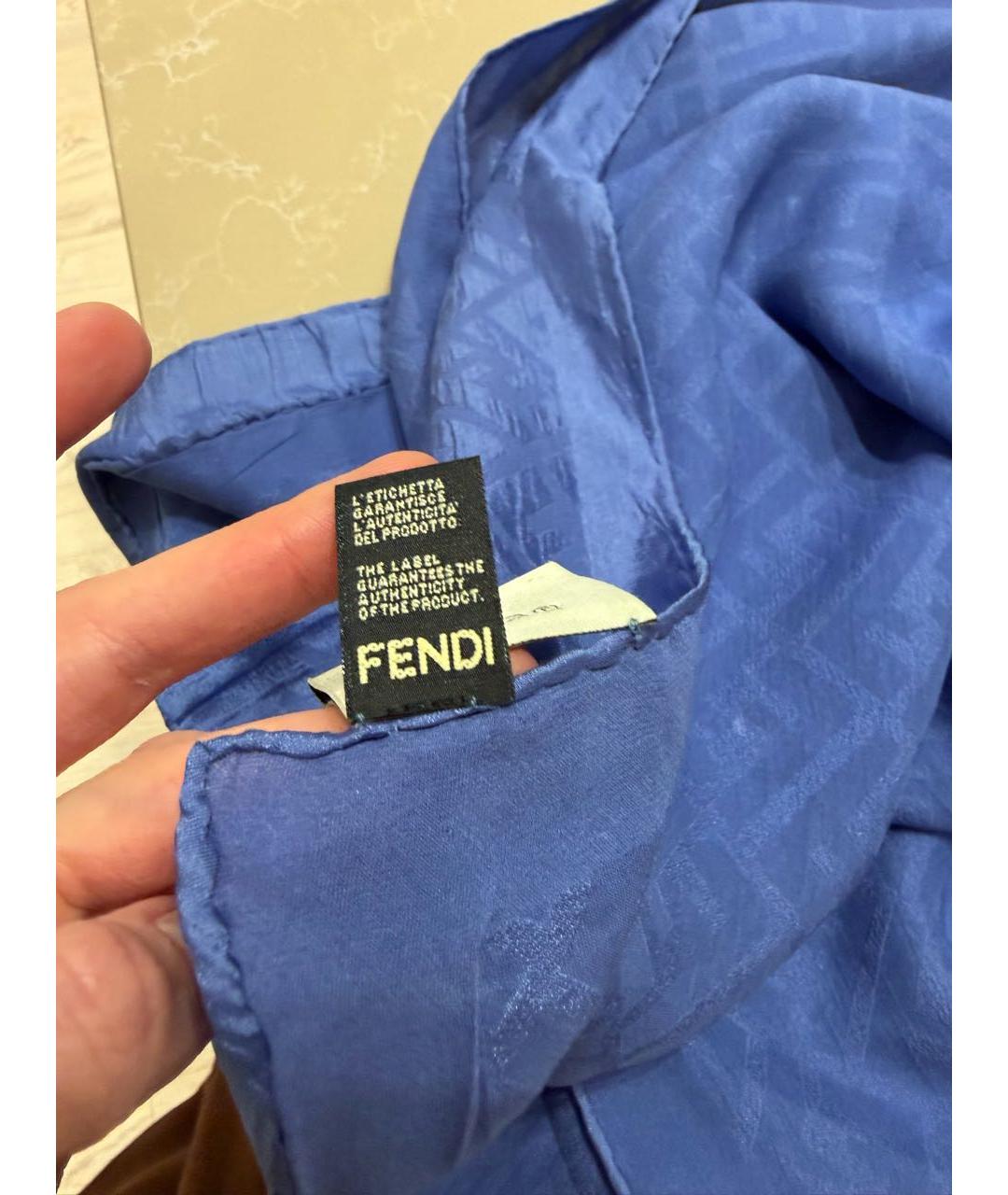 FENDI Темно-синий шерстяной шарф, фото 2