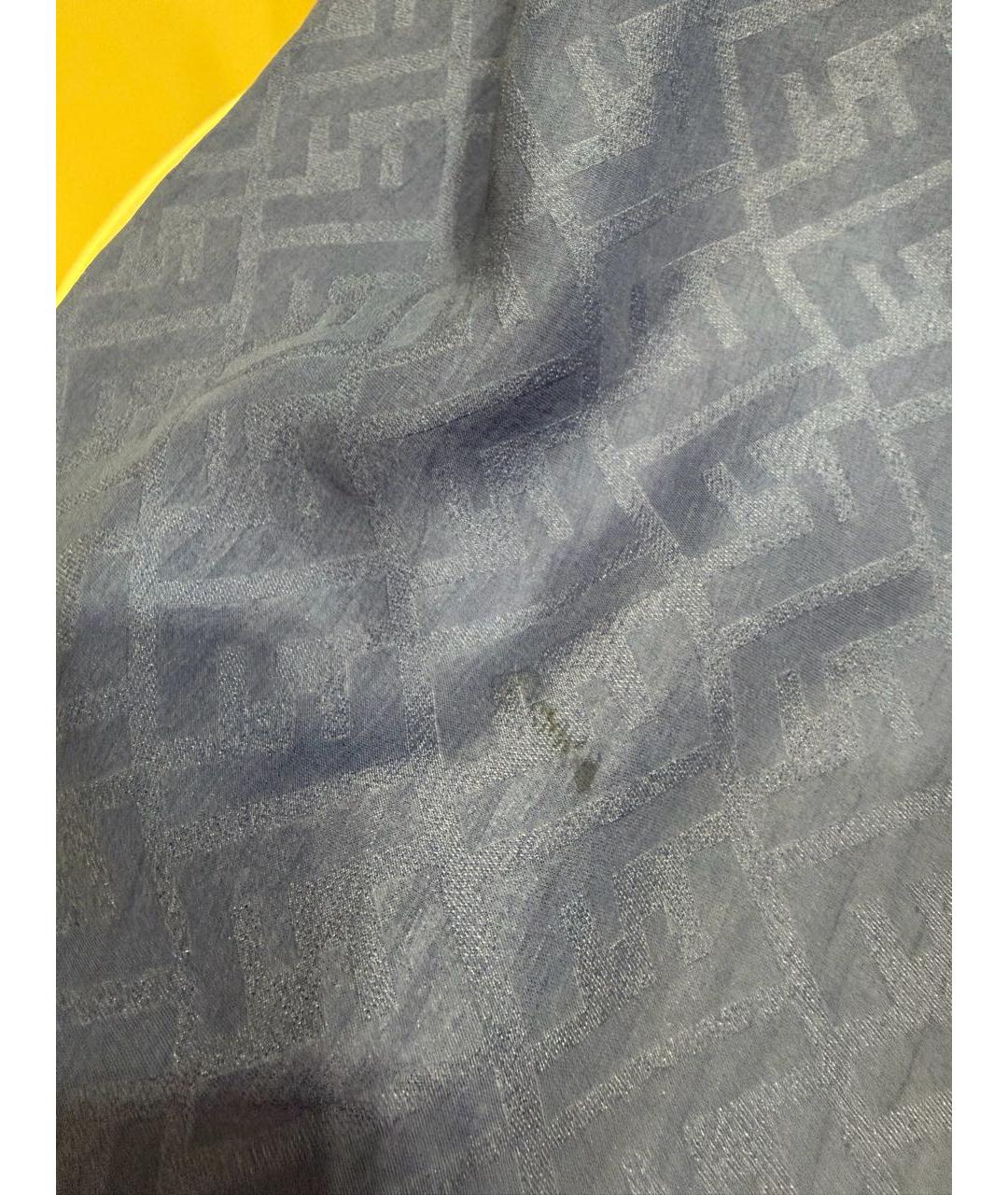 FENDI Темно-синий шерстяной шарф, фото 8